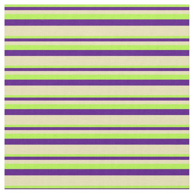 Light Green, Indigo & Tan Coloured Lines Fabric (Close Up)