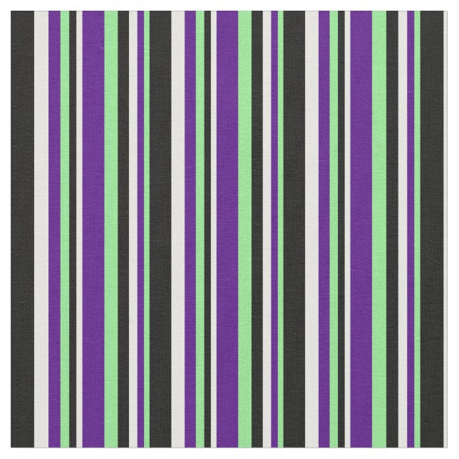Light Green, Indigo, White & Black Coloured Lines Fabric (Close Up)