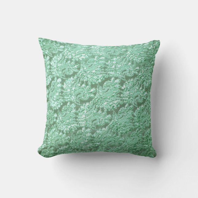 Light green lace pattern pillow (Front)