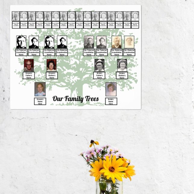 Light Green Leafage Tree Drawing Two Family Trees  Poster (Creator Uploaded)