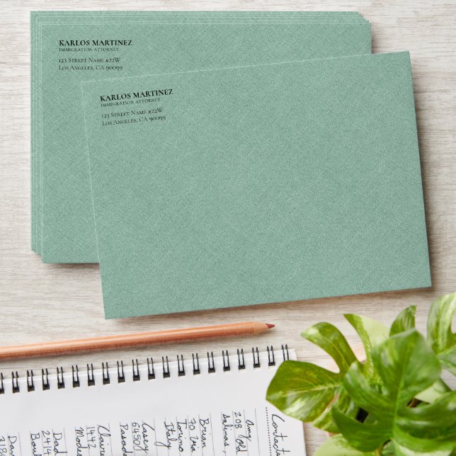 Light Green Linen Immigration Attorney Envelope (Stacked)