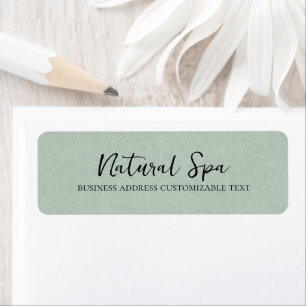Light green Linen Texture Print black Typography Return Address Label