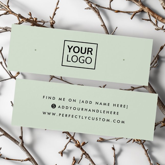 Light green logo social media stud earring card (Light green logo social media stud earring card)