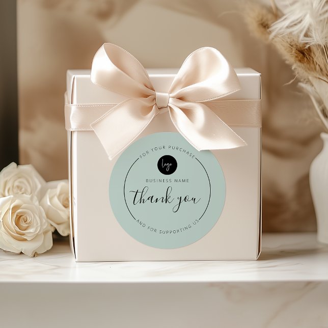 Light Green Minimalist Aesthetic Thank You Circle Classic Round Sticker (Light Green Minimalist Aesthetic Thank You Circle Classic Round Sticker)