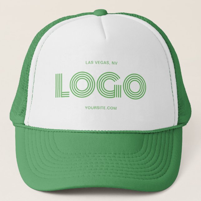 Light Green Modern Rectangular Logo Promo Trucker Hat (Front)