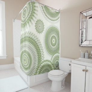 Light Green Multi Mandala Design Shower Curtain