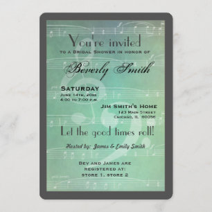 Light green Musical theme bridal shower Invitation