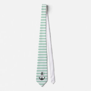 Light Green Nautical Anchor Monogram Tie