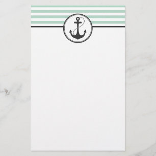 Light Green Nautical Anchor Stationery