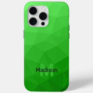 Light green ombre geometric mesh pattern Monogram iPhone 15 Pro Max Case