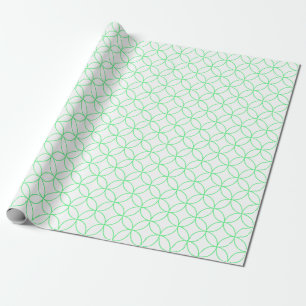 Light Green on White Overlapping Circles Wrapping Paper