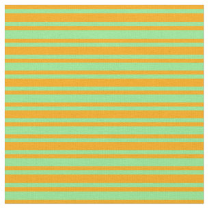 Light Green & Orange Pattern of Stripes Fabric