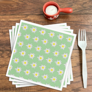 Light Green Paper Napkins with Edelweiss Motif