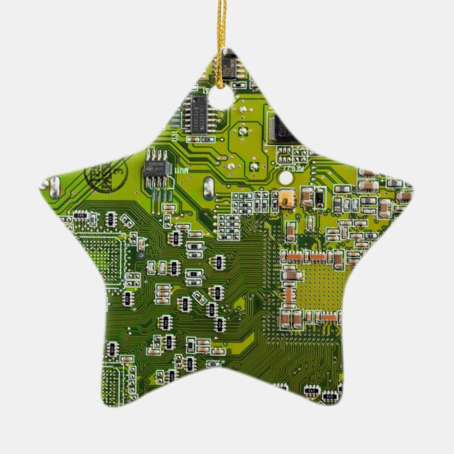 Light Green PCB Circuit Board Design for IT Pros Ceramic Ornament (Front)