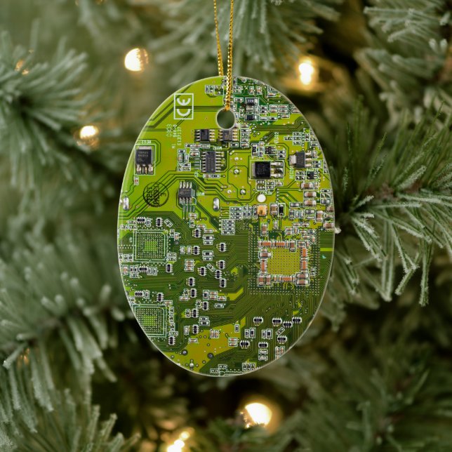 Light Green PCB Circuit Board Design for IT Pros Ceramic Ornament (Tree)