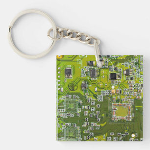 Light Green PCB Circuit Board Design for IT Pros Key Ring