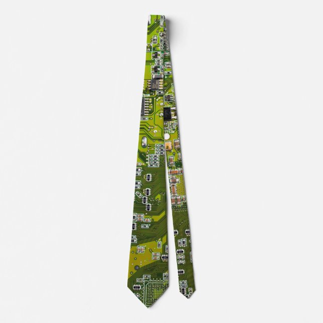 Light Green PCB Circuit Board Design for IT Pros Tie (Front)