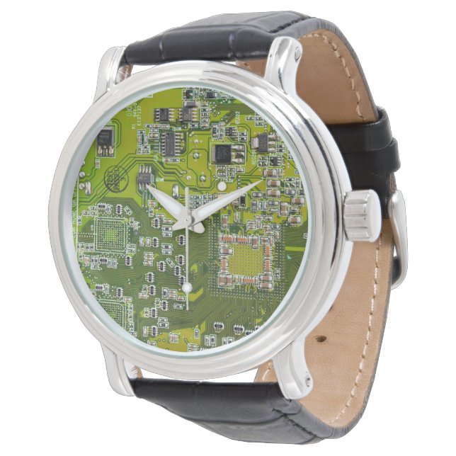 Light Green PCB Circuit Board Design for IT Pros Watch (Angled)