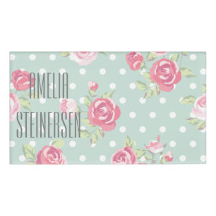 light green,pink roses,shabby chic,pattern,vintage name tag