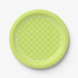 Light green plaid paper plate