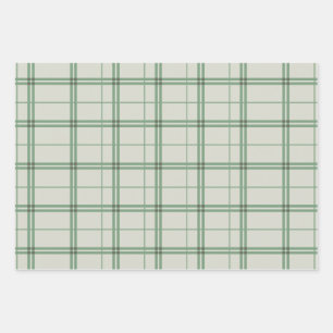 Light Green Plaid Pattern Check Print Tartan Wrapping Paper Sheet