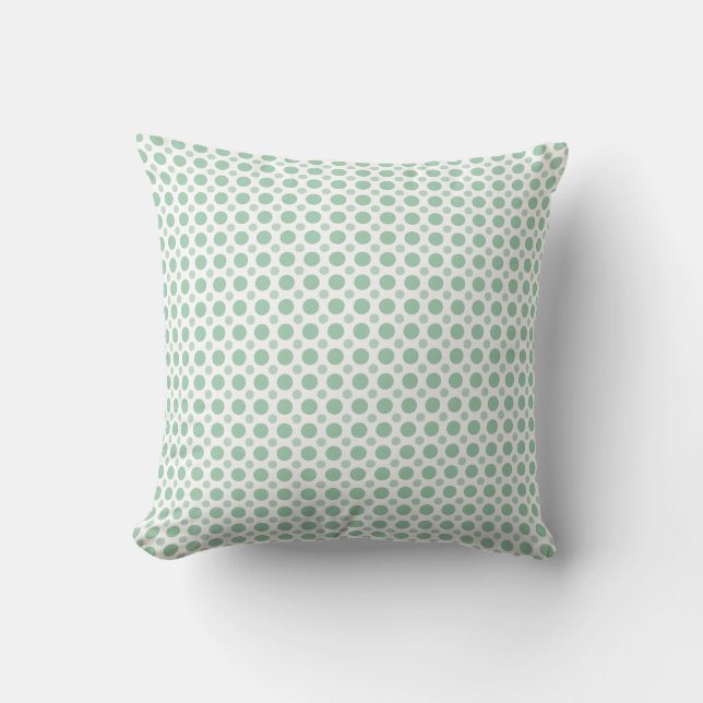 Light Green Polka Dot Seafoam Teal Coastal Cushion (Front)