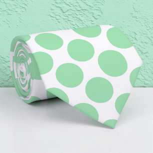 Light Green Polka Dots on White Custom Necktie