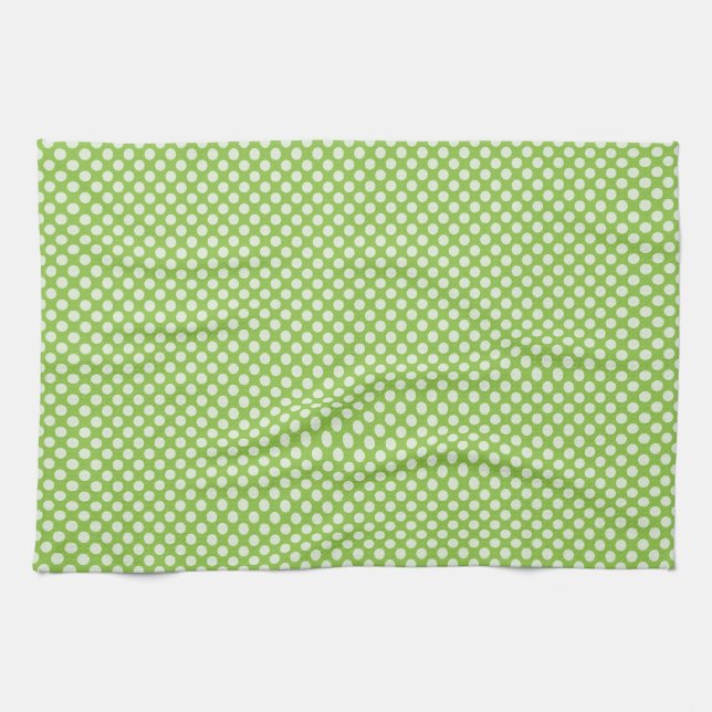 Light Green Polka Dots Tea Towel (Horizontal)