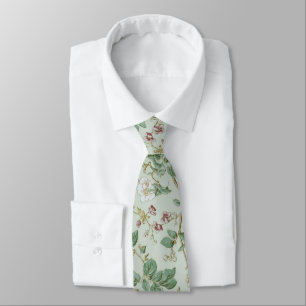 Light Green Porcelain Floral Wedding Groomsmen Tie