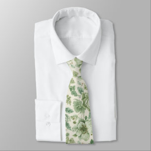 Light Green Porcelain Floral Wedding Groomsmen Tie
