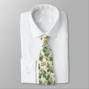 Light Green Porcelain Floral Wedding Groomsmen Tie