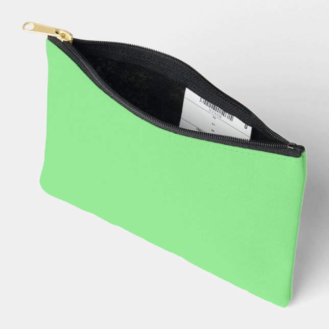 Light Green Print Cut Sew Small Accessory Pouch (Open)