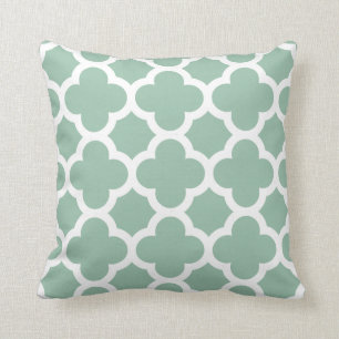 Light Green Quatrefoil Throw Pillow