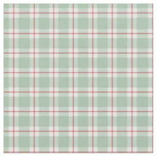Light Green / Red / White Plaid Fabric