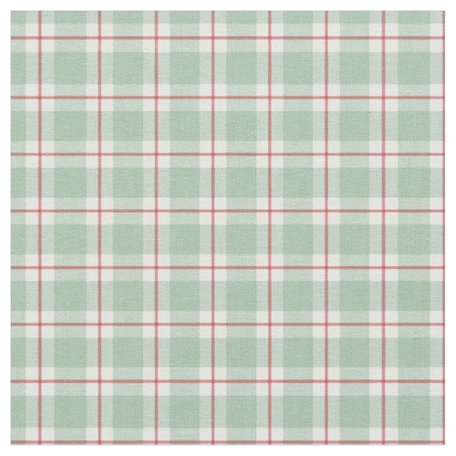 Light Green / Red / White Plaid Fabric (Close Up)