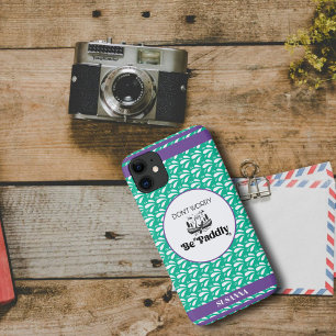 Light Green Retro Pattern Otter Canoe Custom Name iPhone 11 Case
