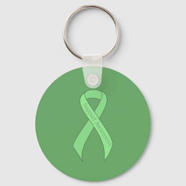 Light Green Ribbon Support Awareness Key Ring (Front)