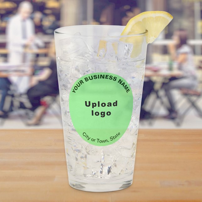 Light Green Round Shape Business Brand, Glass Cup (Build brand name awareness. Light green round business brand on glass cup.)