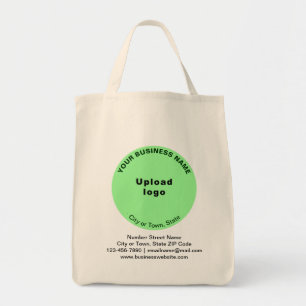 Light Green Round Shape Business Brand on Grocery Tote Bag