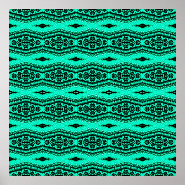 Light green seamless ikat Persian Carpet. Ethnic t Poster (Front)