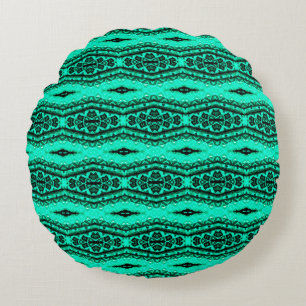 Light green seamless ikat Persian Carpet. Ethnic t Round Cushion