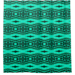 Light green seamless ikat Persian Carpet. Ethnic t Shower Curtain
