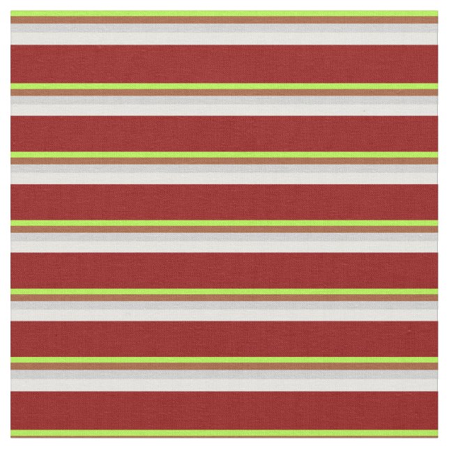 Light Green, Sienna, Grey, Mint Cream & Dark Red Fabric (Close Up)