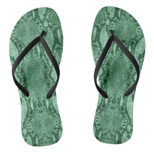 Light Green Snake Skin Print Thongs