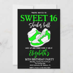 Light Green Sneaker Bash Birthday Party Invitation