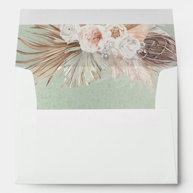 Light Green Soft Pastel Floral Pampas Grass Envelope (Back (Bottom))