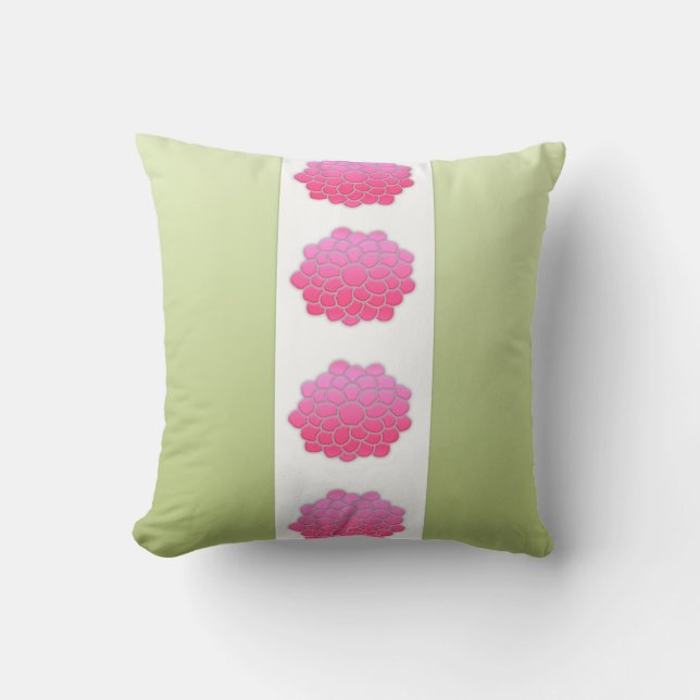 light green stripe flower cushion (Front)