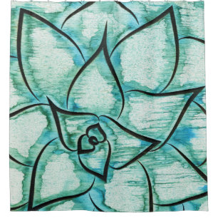 Light Green Succulent Shower Curtain