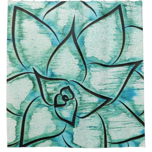 Light Green Succulent Shower Curtain (Front)