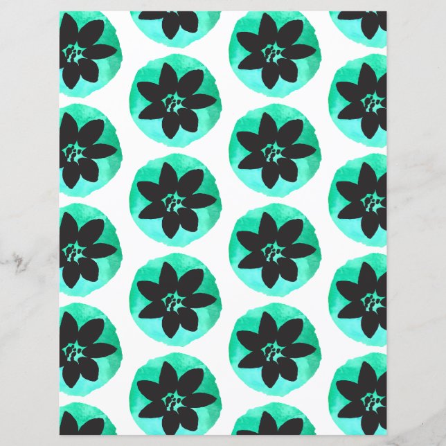 Light Green Tropical Flower Pattern Scrapbook Pape (Front)